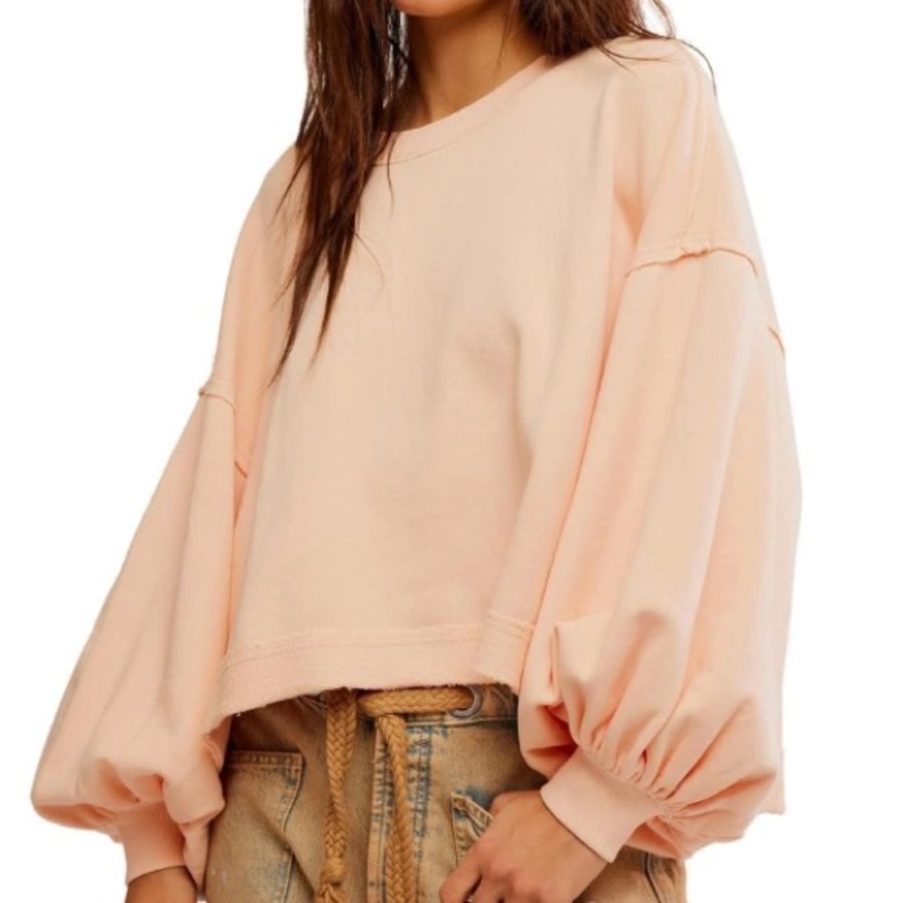 Free People Trish Sweatshirt-Size Medium-Summer Peach